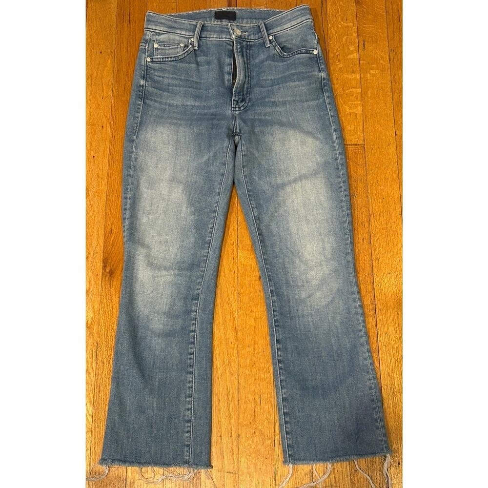 Mother Insider Crop Two Step Fray Jeans When Sparks Fly Blue Size 24